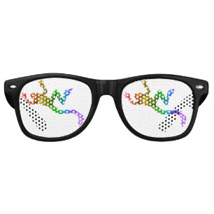 SlipperyJoe's rainbow coloured frog rendered sculp Retro Sunglasses