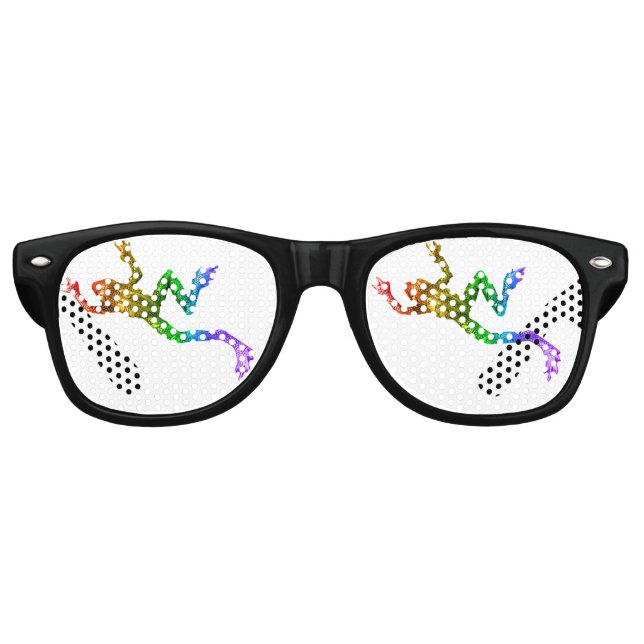 SlipperyJoe's rainbow coloured frog rendered sculp Retro Sunglasses (Front)