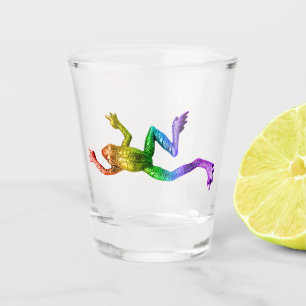 SlipperyJoe's rainbow coloured frog rendered sculp Shot Glass