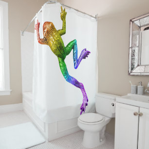 SlipperyJoe's rainbow coloured frog rendered sculp Shower Curtain