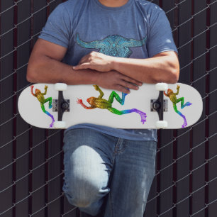 SlipperyJoe's rainbow coloured frog rendered sculp Skateboard