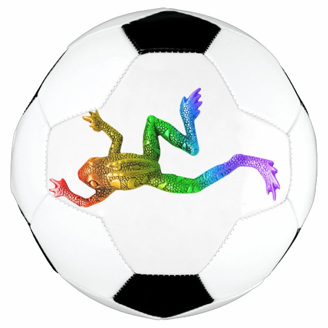SlipperyJoe's rainbow coloured frog rendered sculp Soccer Ball (Front)