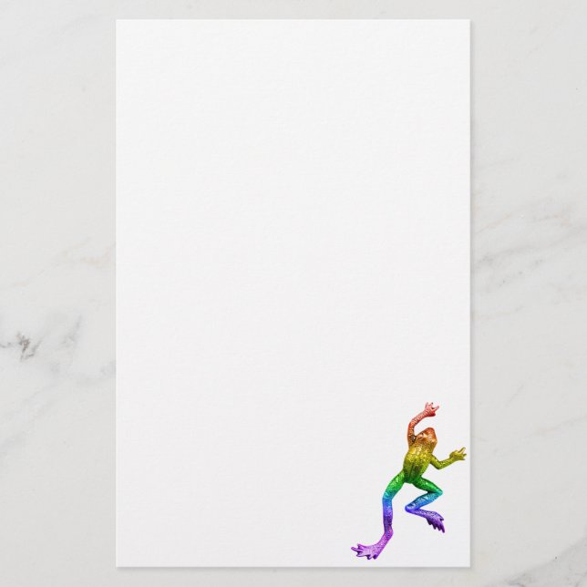 SlipperyJoe's rainbow coloured frog rendered sculp Stationery (Front)