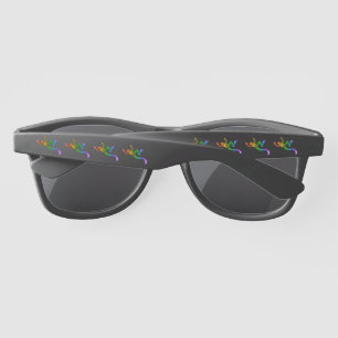 SlipperyJoe's rainbow coloured frog rendered sculp Sunglasses