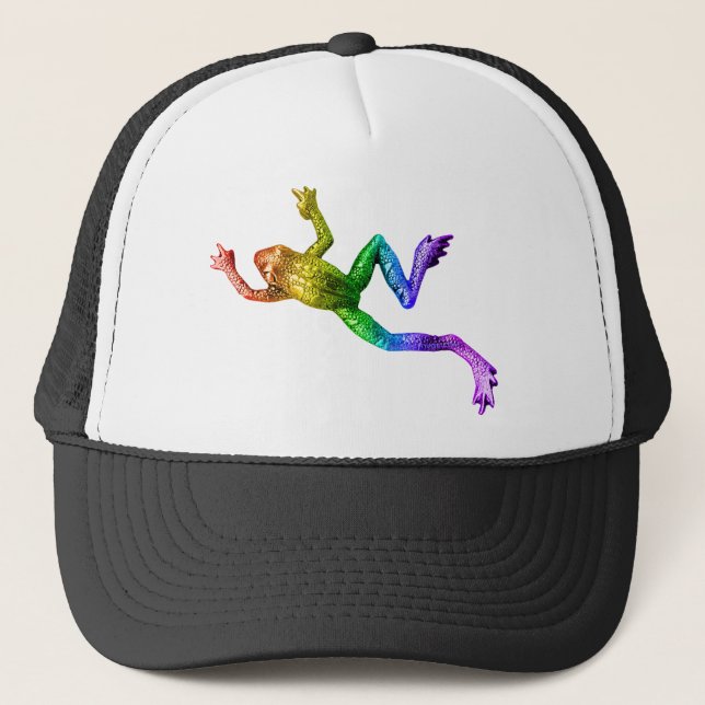 SlipperyJoe's rainbow coloured frog rendered sculp Trucker Hat (Front)