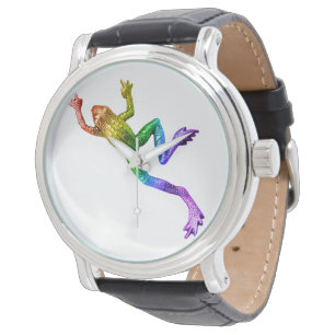 SlipperyJoe's rainbow coloured frog rendered sculp Watch