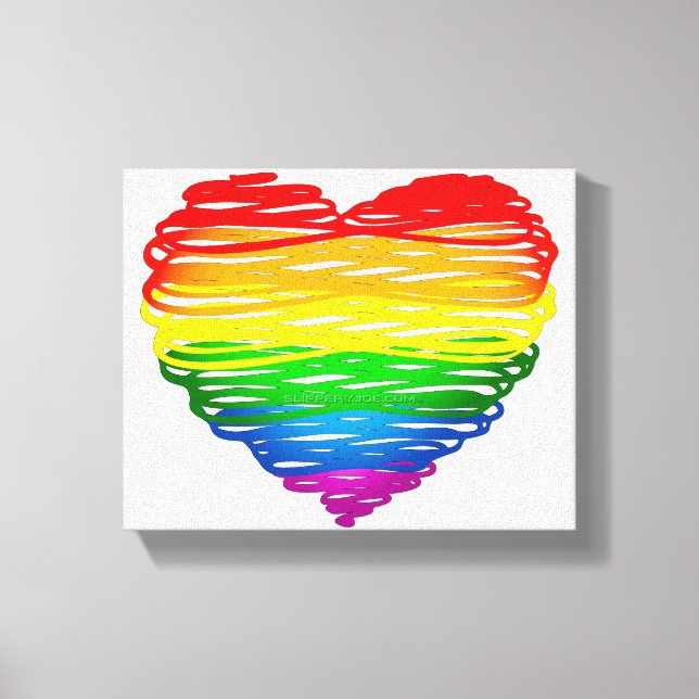 SlipperyJoe's rainbow coloured heart scribbled swi Canvas Print (Front)