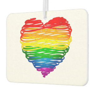 SlipperyJoe's rainbow coloured heart scribbled swi Car Air Freshener