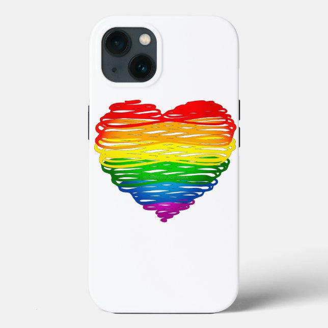 SlipperyJoe's rainbow coloured heart scribbled swi Case-Mate iPhone Case (Back)