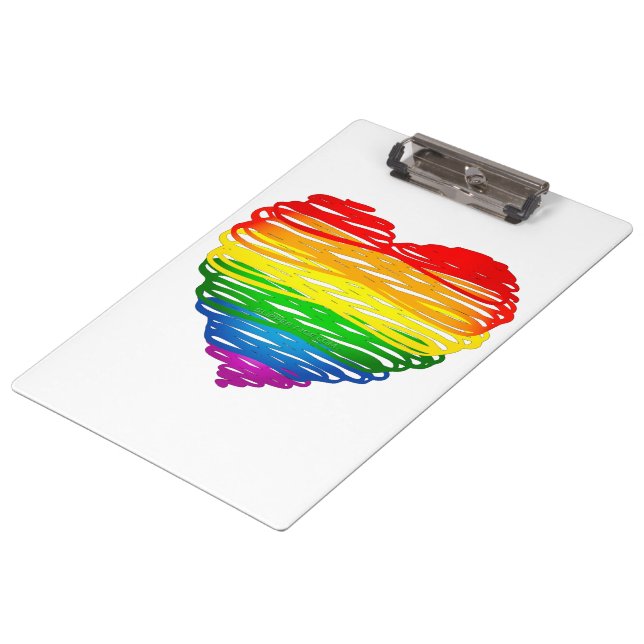 SlipperyJoe's rainbow coloured heart scribbled swi Clipboard (Angled)