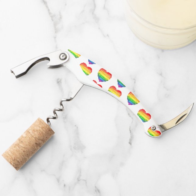 SlipperyJoe's rainbow coloured heart scribbled swi Corkscrew (Front)