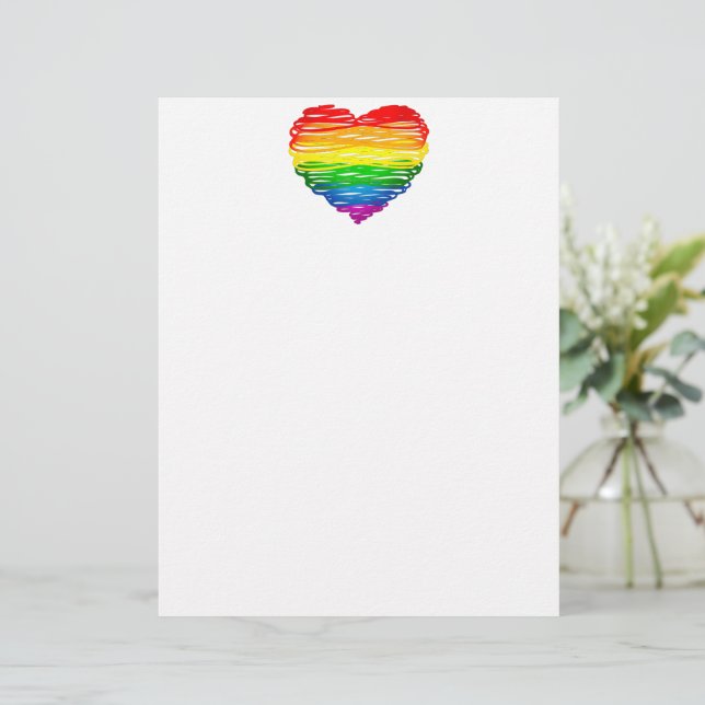 SlipperyJoe's rainbow coloured heart scribbled swi Custom Letterhead (Standing Front)