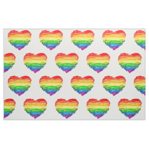 SlipperyJoe's rainbow coloured heart scribbled swi Fabric