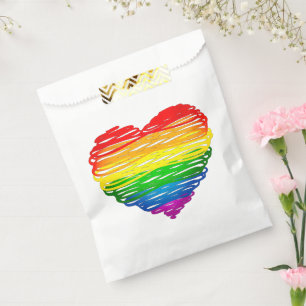 SlipperyJoe's rainbow coloured heart scribbled swi Favour Bags