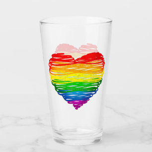 SlipperyJoe's rainbow coloured heart scribbled swi Glass