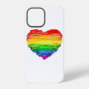 SlipperyJoe's rainbow coloured heart scribbled swi iPhone 12 Pro Case
