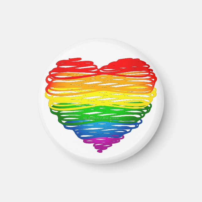 SlipperyJoe's rainbow coloured heart scribbled swi Magnet (Front)