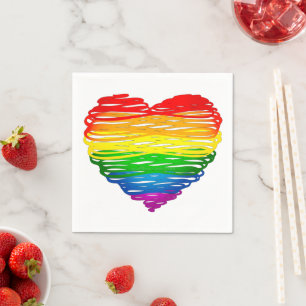 SlipperyJoe's rainbow coloured heart scribbled swi Napkin