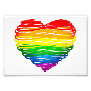 SlipperyJoe's rainbow coloured heart scribbled swi Photo Print