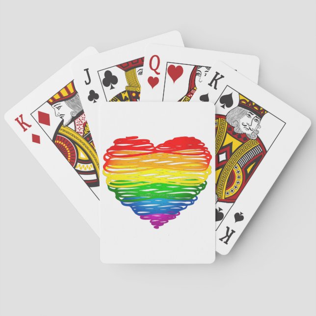 SlipperyJoe's rainbow coloured heart scribbled swi Playing Cards (Back)