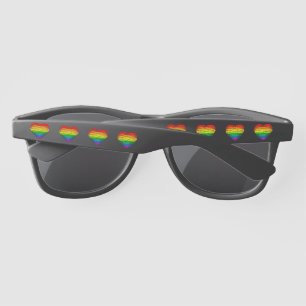SlipperyJoe's rainbow coloured heart scribbled swi Sunglasses