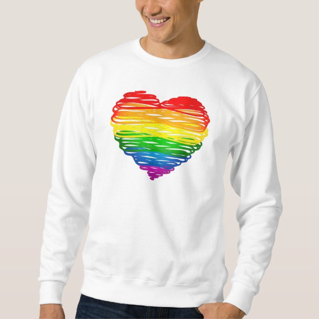 SlipperyJoe's rainbow coloured heart scribbled swi Sweatshirt (Front)