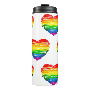 SlipperyJoe's rainbow coloured heart scribbled swi Thermal Tumbler