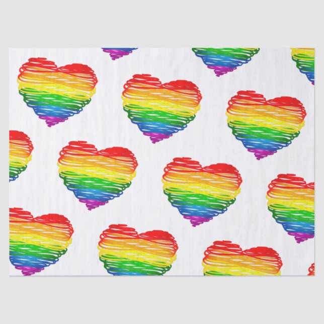 SlipperyJoe's rainbow coloured heart scribbled swi Tissue Paper (Front)