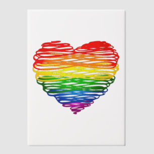 SlipperyJoe's rainbow coloured heart scribbled swi Vellum Invitations
