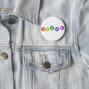 SlipperyJoe's rainbow coloured pride sign bursts w 6 Cm Round Badge