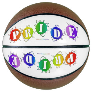 SlipperyJoe's rainbow coloured pride sign bursts w Basketball