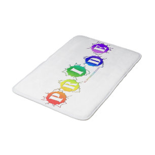 SlipperyJoe's rainbow coloured pride sign bursts w Bath Mat