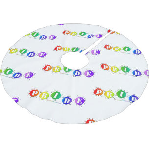 SlipperyJoe's rainbow coloured pride sign bursts w Brushed Polyester Tree Skirt