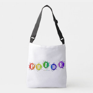 SlipperyJoe's rainbow coloured pride sign bursts w Crossbody Bag