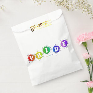 SlipperyJoe's rainbow coloured pride sign bursts w Favour Bags