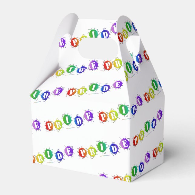 SlipperyJoe's rainbow coloured pride sign bursts w Favour Box (Front Side)