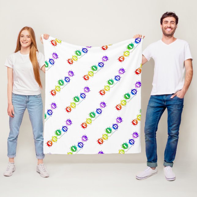 SlipperyJoe's rainbow coloured pride sign bursts w Fleece Blanket (In Situ)