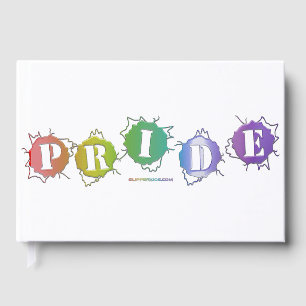 SlipperyJoe's rainbow coloured pride sign bursts w Guest Book
