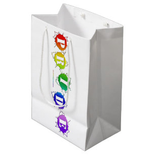 SlipperyJoe's rainbow coloured pride sign bursts w Medium Gift Bag