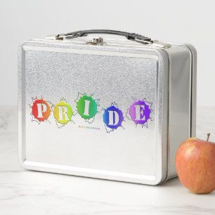 SlipperyJoe's rainbow coloured pride sign bursts w Metal Lunch Box