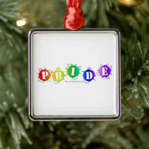 SlipperyJoe's rainbow coloured pride sign bursts w Metal Tree Decoration