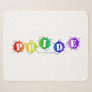 SlipperyJoe's rainbow coloured pride sign bursts w Sherpa Blanket
