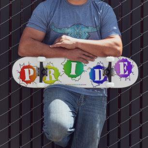 SlipperyJoe's rainbow coloured pride sign bursts w Skateboard