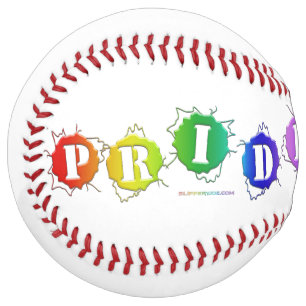 SlipperyJoe's rainbow coloured pride sign bursts w Softball