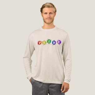 SlipperyJoe's rainbow coloured pride sign bursts w Tri-Blend Shirt