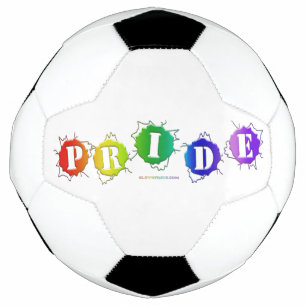 SlipperyJoe's rainbow coloured pride sign word thr Soccer Ball
