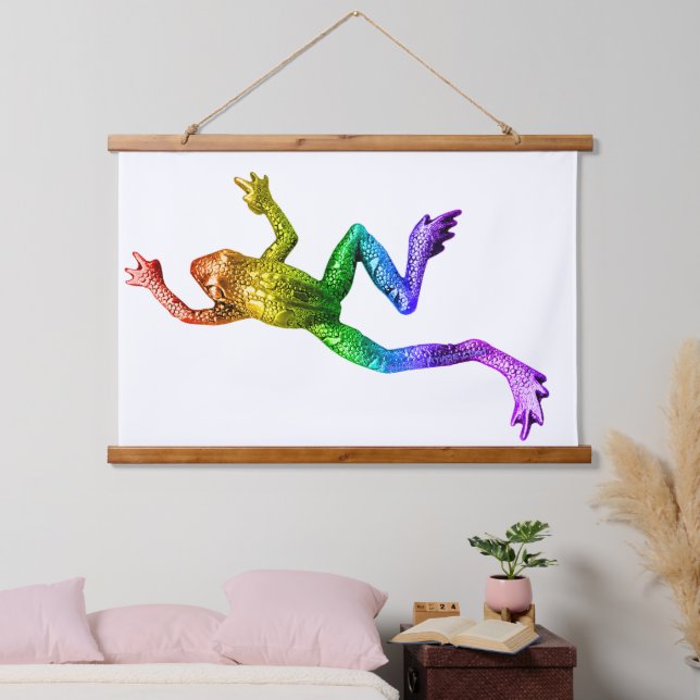 SlipperyJoe's rainbow gradient frog vibrant amphib Hanging Tapestry (Bedroom)