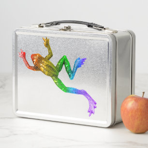 SlipperyJoe's rainbow gradient frog vibrant amphib Metal Lunch Box