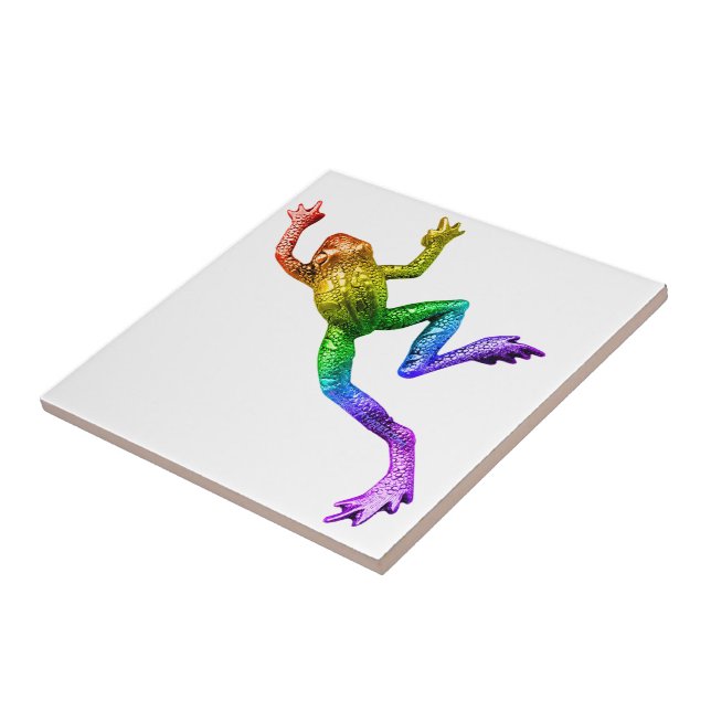 SlipperyJoe's rainbow gradient frog vibrant amphib Tile (Side)