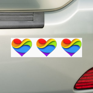 SlipperyJoe's rainbow layered heart shape red oran Bumper Sticker